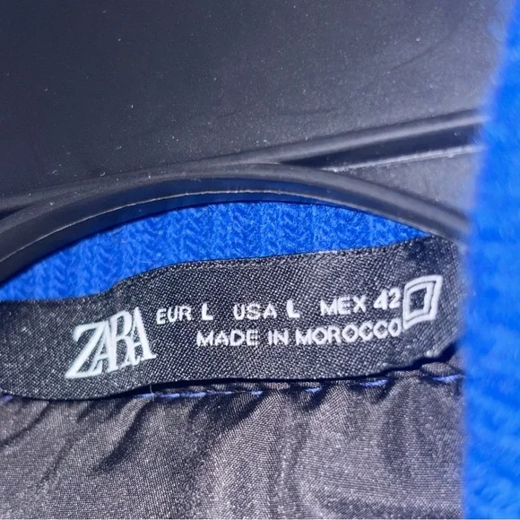 Zara Mens Wool Varsity Blue Bomber Jacket size Large - Picture 10 of 10